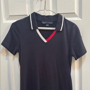 Tommy Hilfiger Navy blue V-Neck Polo tennis dress with collar country club dress